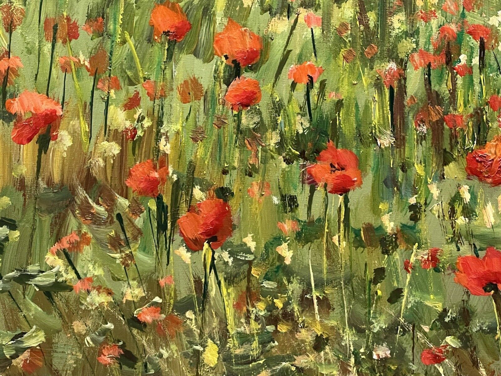 Field Of Poppies After Claude Monet Impressionistic Oil Painting Signed photo vinterior