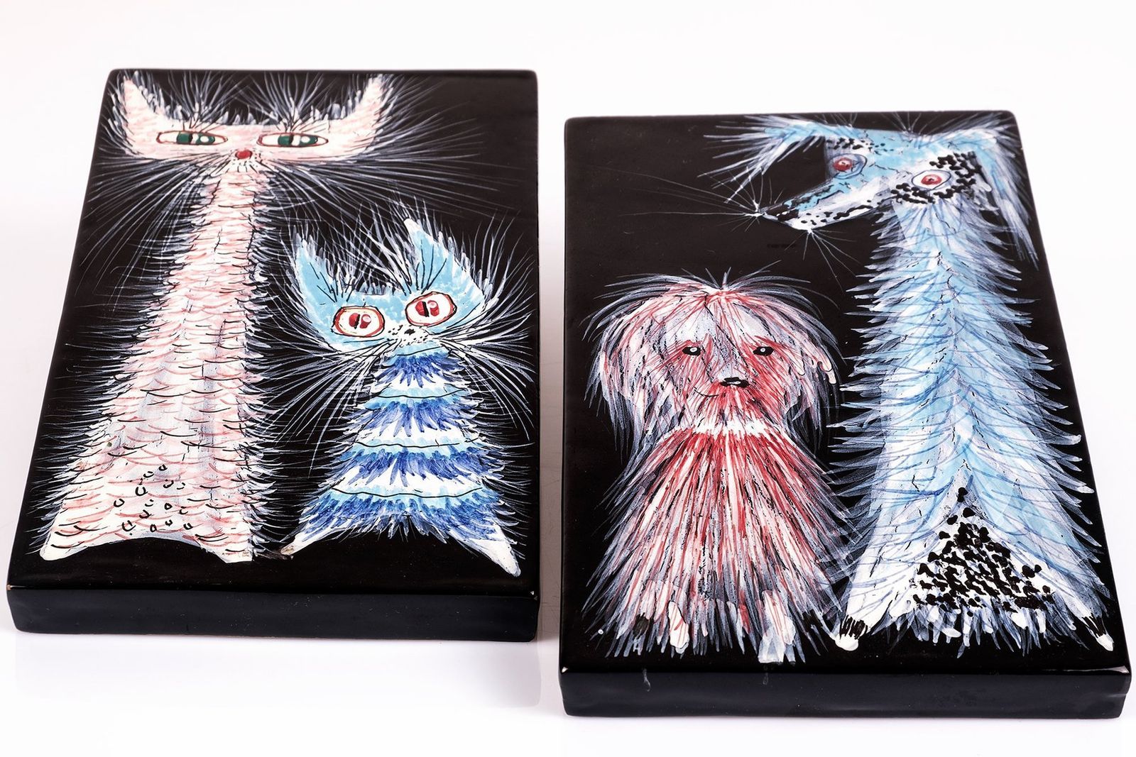Ceramic Plates With Polychromed Figures By Otello Rosa, San Polo, Venice, Set Of 2 photo furniture