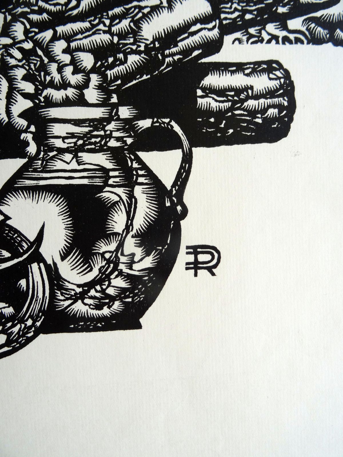 Dainis Rozkalns Dedication To Valmiera City. 1982, Linocut. photo furniture