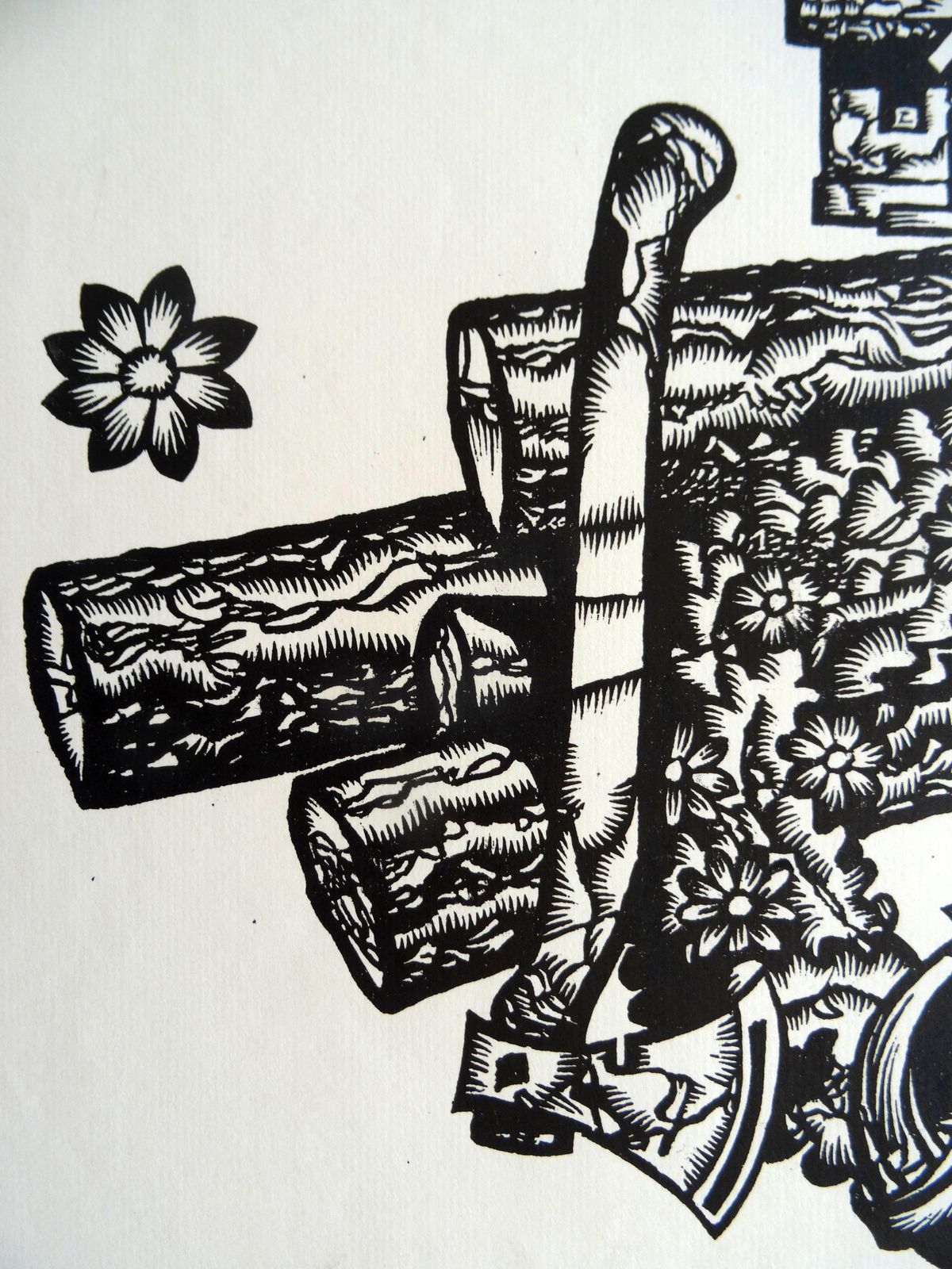 Dainis Rozkalns Dedication To Valmiera City. 1982, Linocut. photo 862.0