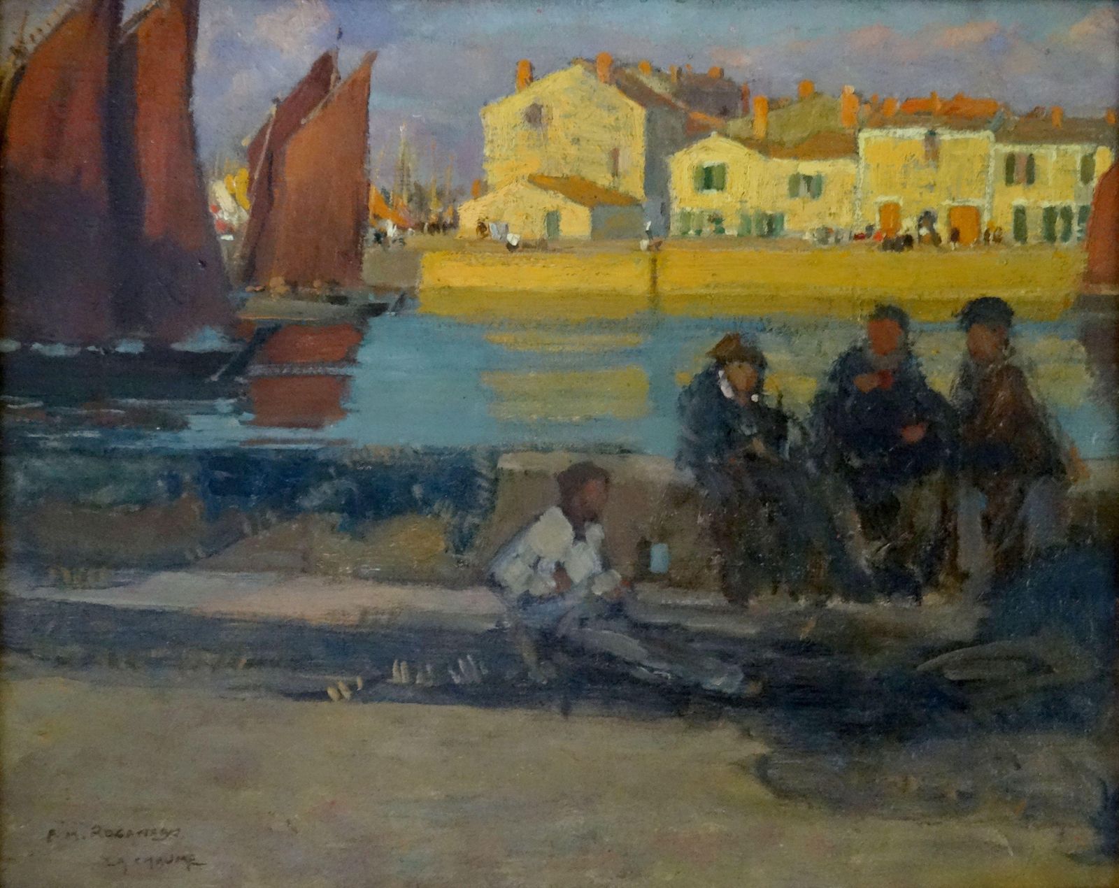 Francois Maurice Roganeau Le Port De La Chaume. Oil On Canvas