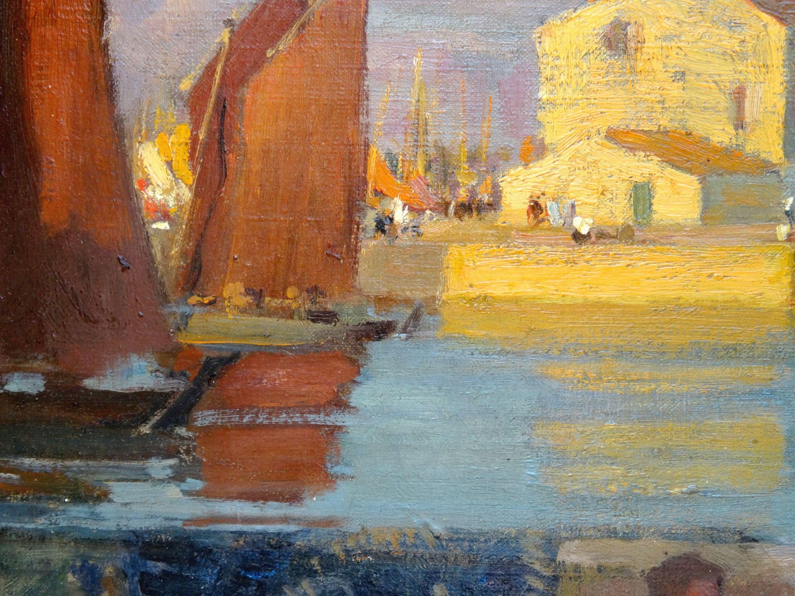 Francois Maurice Roganeau Le Port De La Chaume. Oil On Canvas photo Art