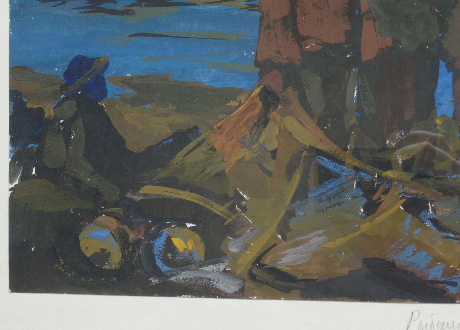 Naum Grodno Fishermen's Happiness. Cardboard, Tempera photo for sale