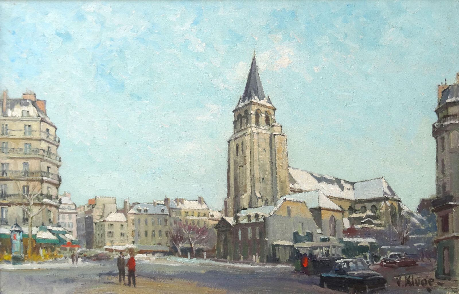 Constantine Kluge Saint Germain Des Prés Under The Snow. Oil On Canvas