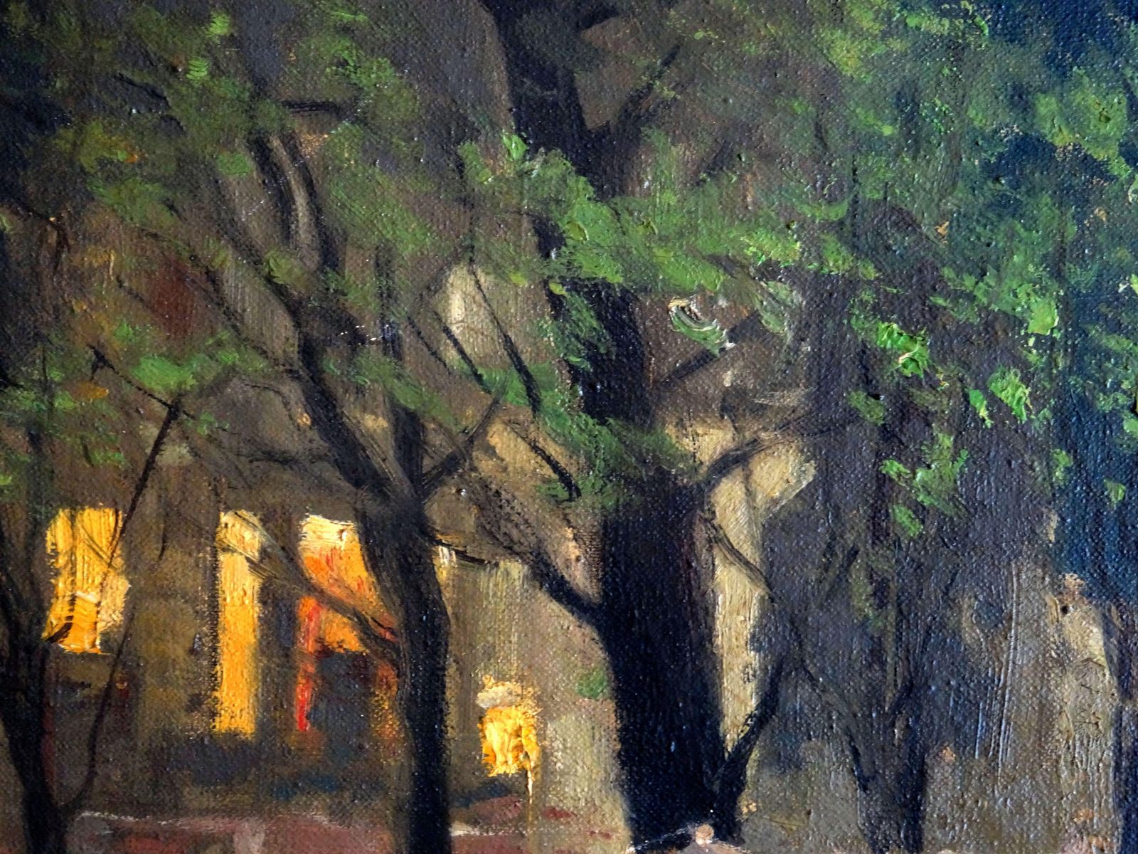 Serge Kislakoff Restaurant Terrace At Evening In Montmartre, Paris. Oil On Canvas photo for sale