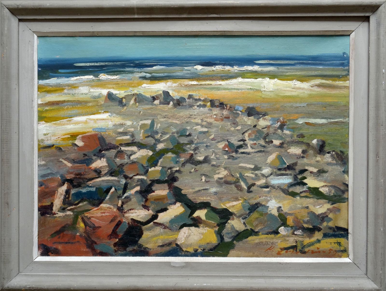 Aleksandrs Zviedris Stones On The Seashore. 1959. Canvas, Oil photo for sale