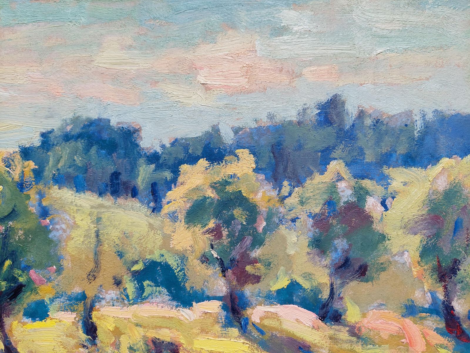 Teodors Paulovics Surroundings In Countryside. 1963, Cardboard, Oil photo Art