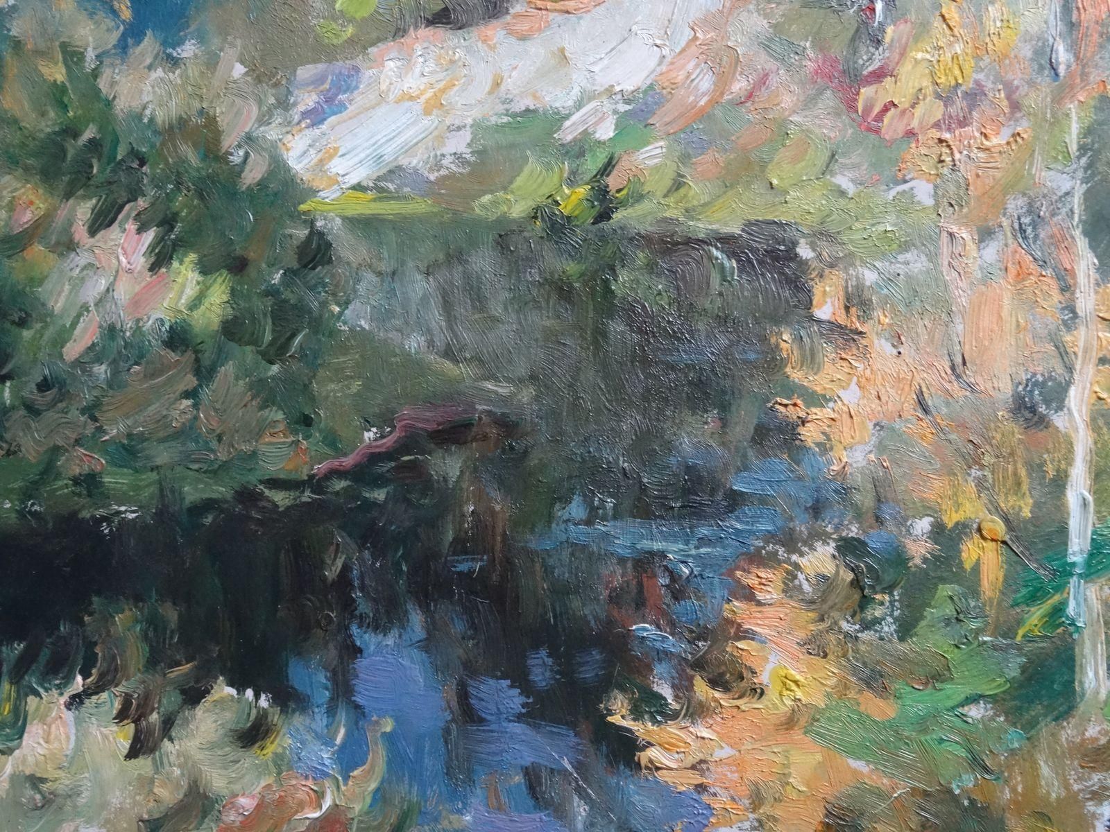 Edgars Vinters Landscape With The River. Cardboard, Oil, 1992 photo furniture