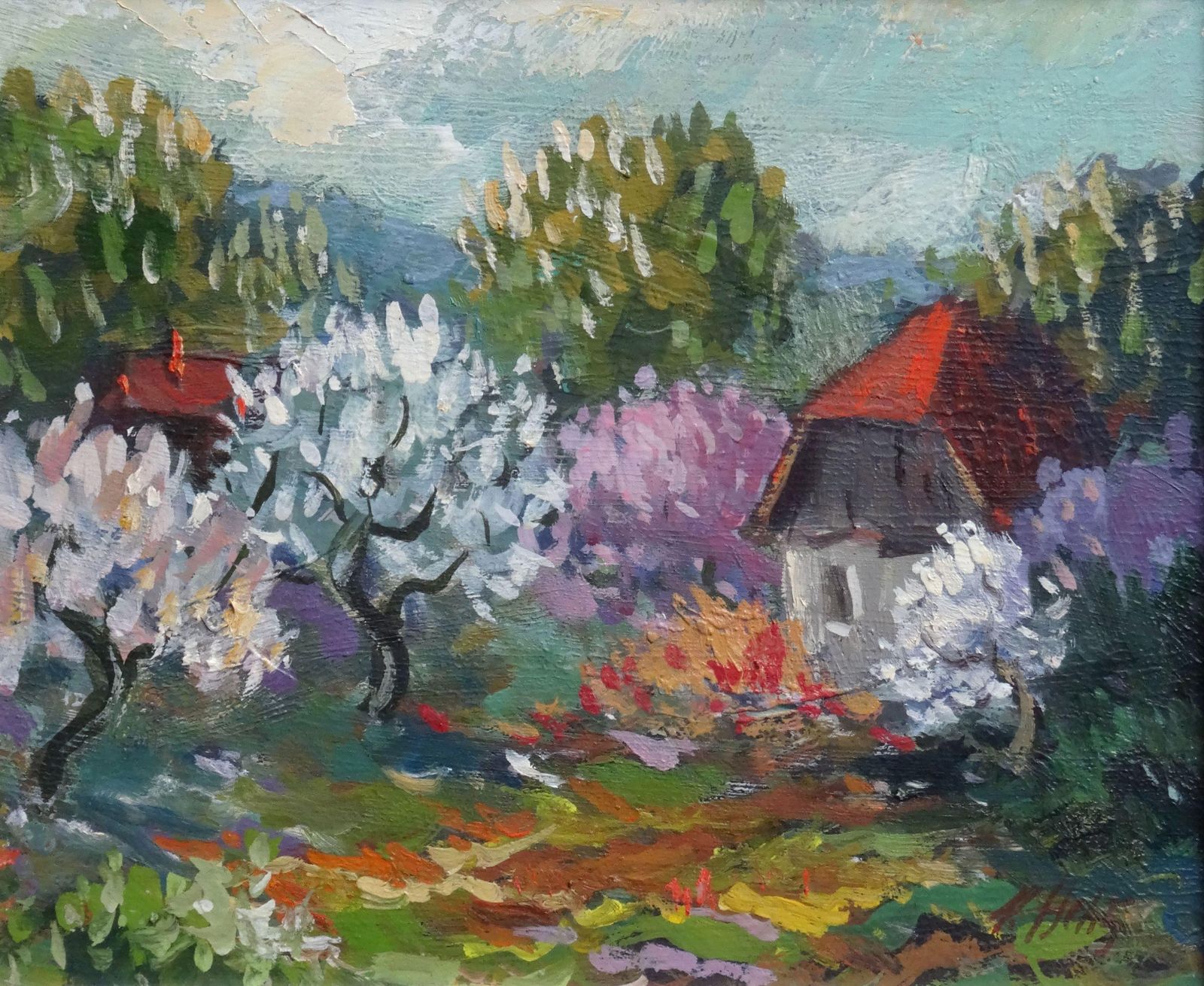 Vizulis Hehts During Flowering. Cardboard, Oil