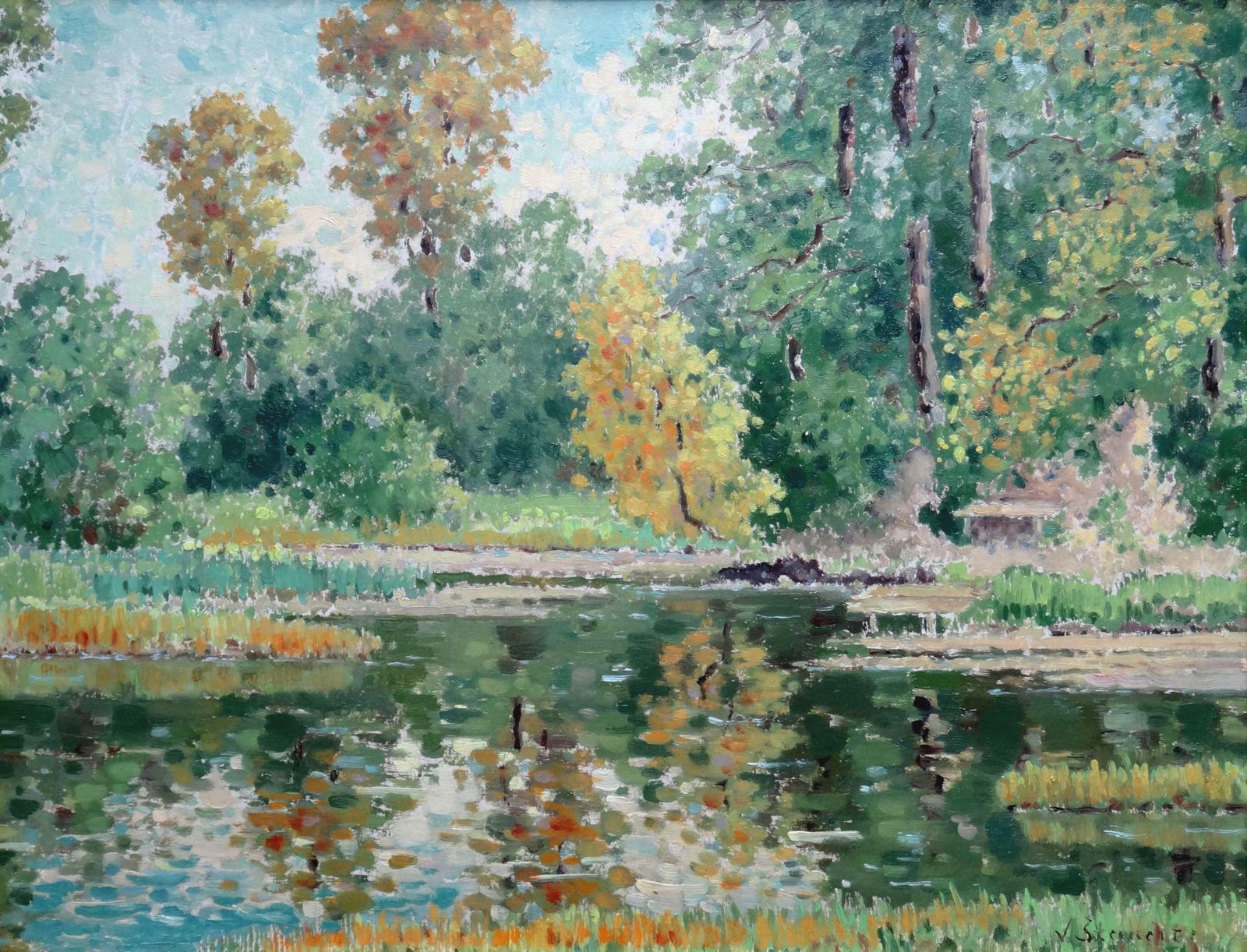 Vera Steinerte Berzina Autumn Landscape. Oil On Cardboard,