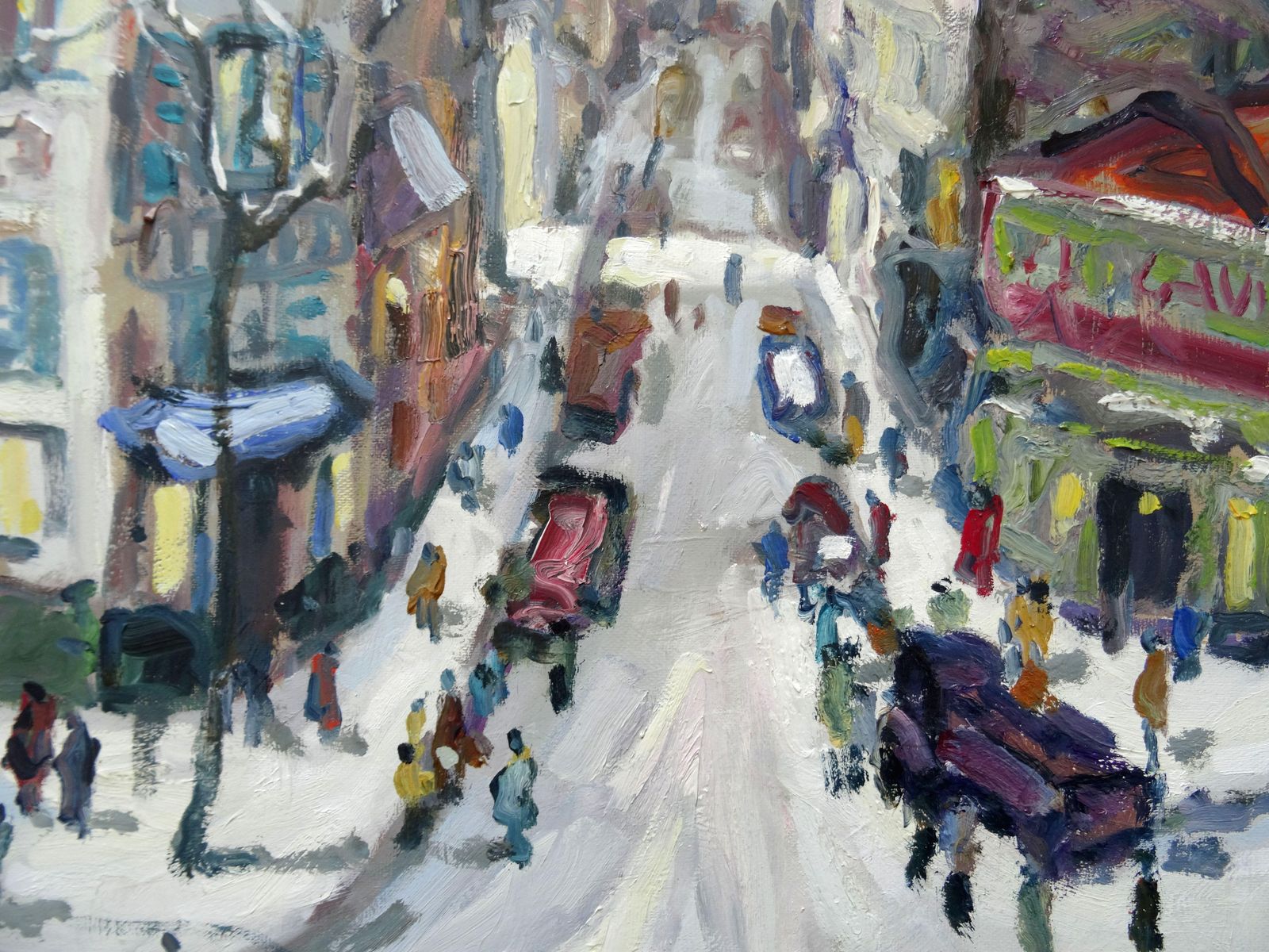 Charles Malle Entertainment At Rue Clisson In Paris. Oil On Canvas, 54x65 Cm photo vintage