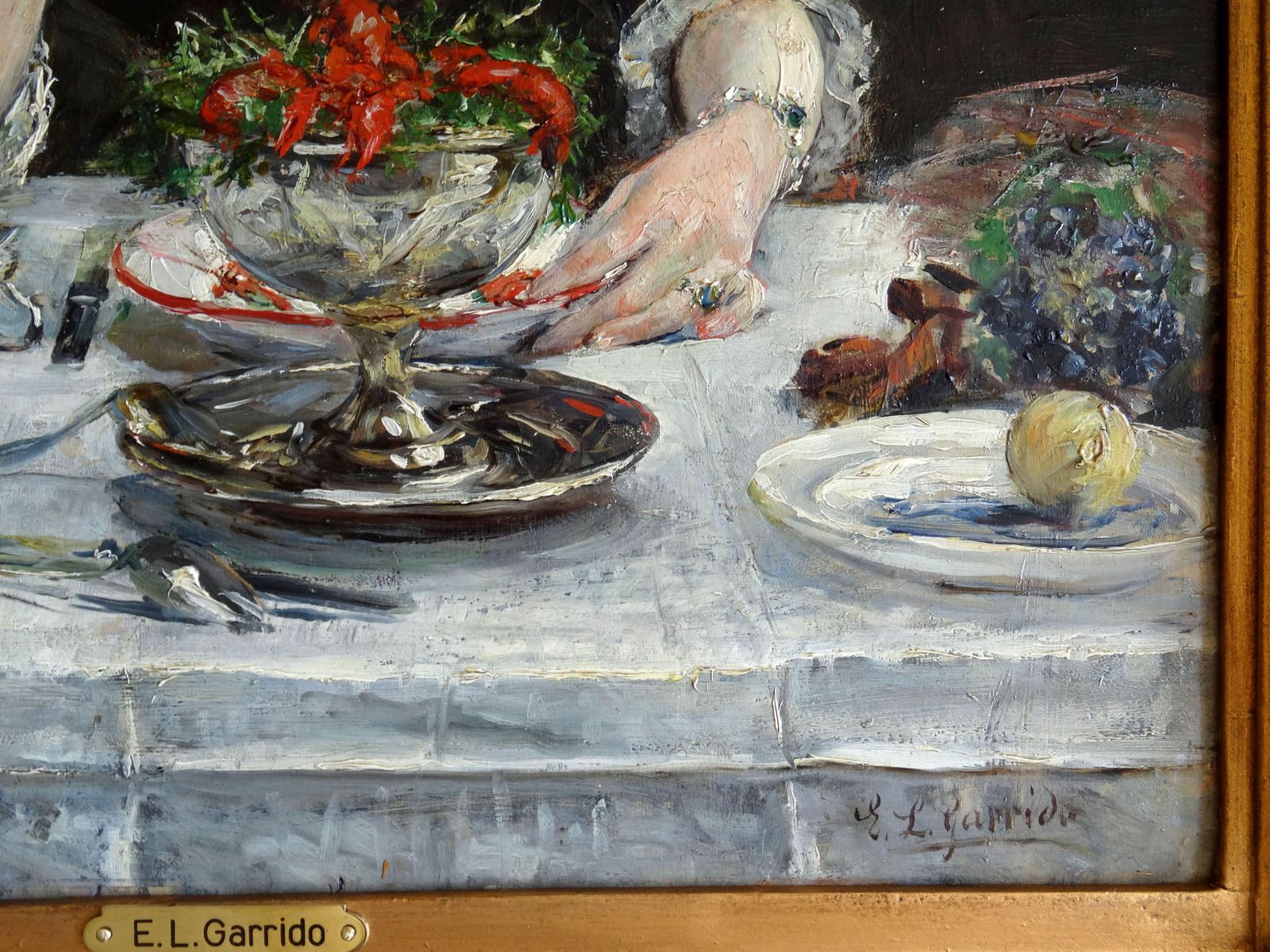 photo for sale Eduardo Leon Garrido Girl In Restaurant In Paris. 19th Century, Oil On Wood