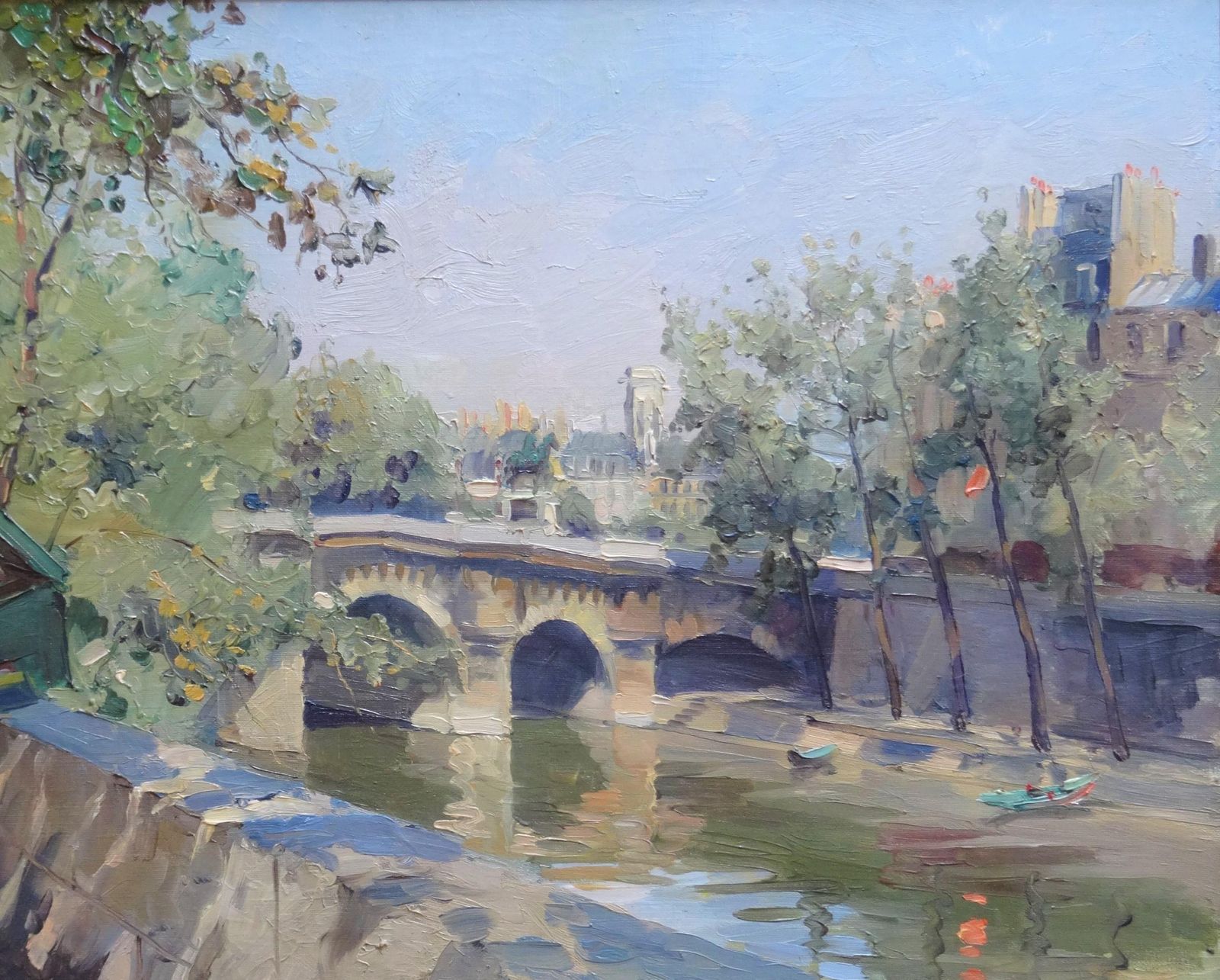 Constantine Kluge On The Bank Of Seine, 1940. Oil On Canvas photo for sale