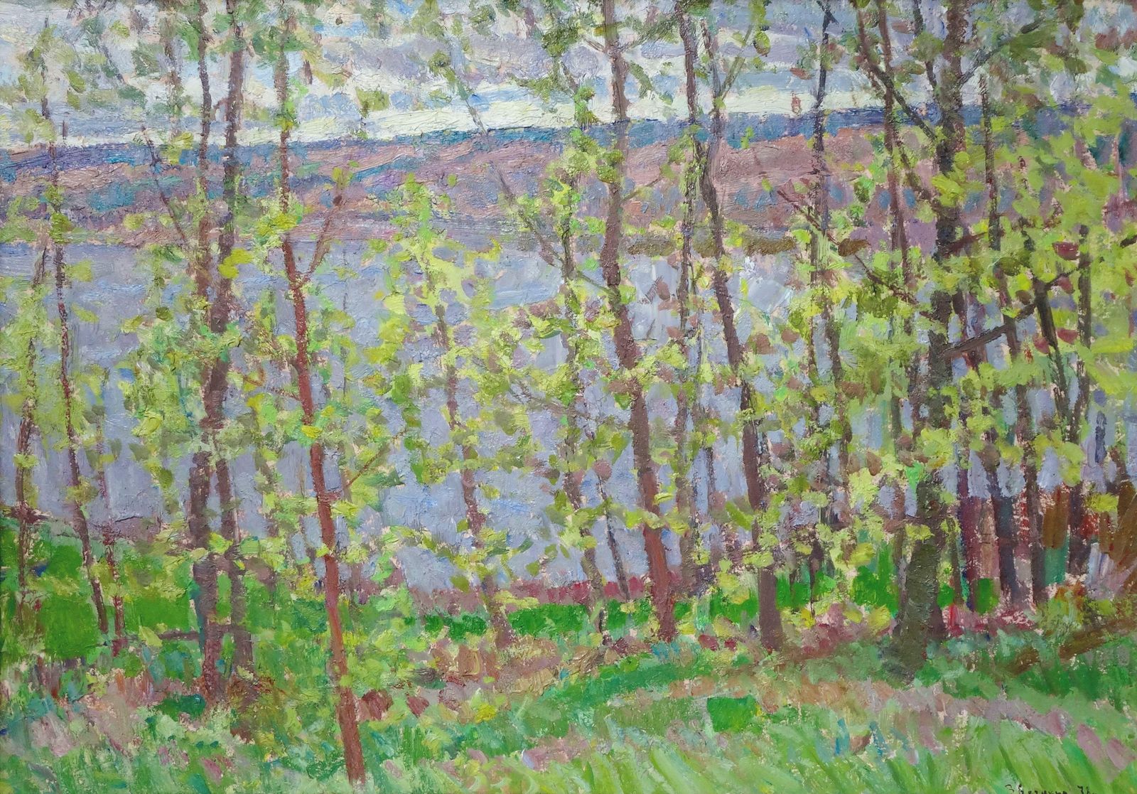 Yuriy Zvyozdkin The Greens Are Blooming. Cardboard, Oil