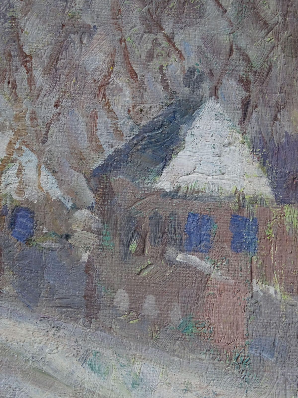Milda Grinfelde Winter Evening. 1950. Oil On Canvas And Cardboard photo for sale