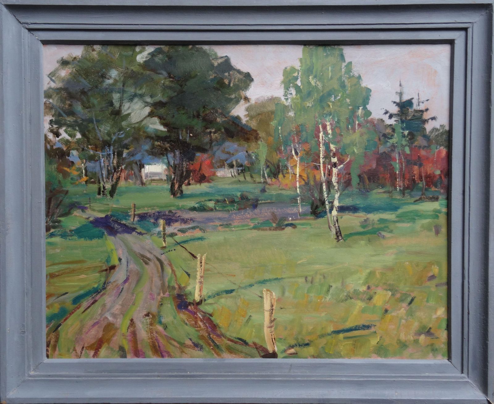 Konstantins Andrejevs Village.  Oil On Cardboard1975 photo furniture