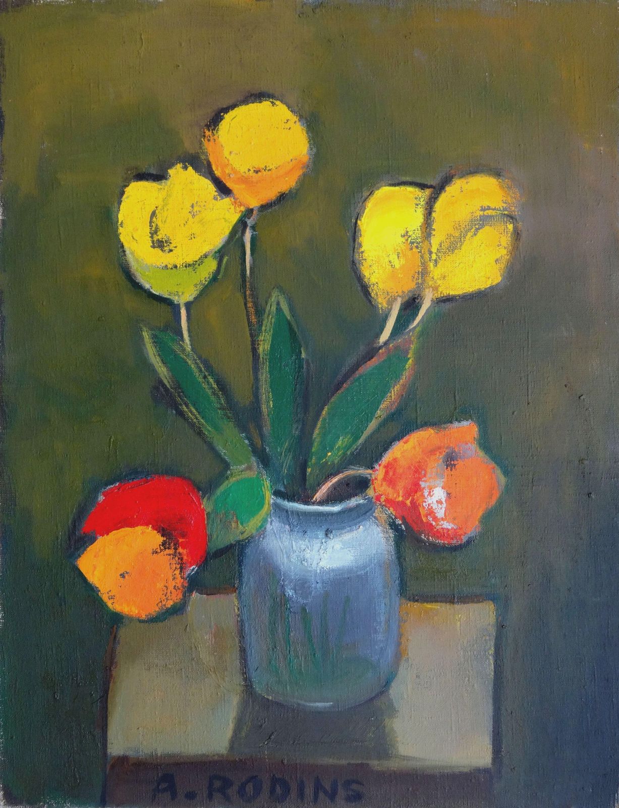 Aleksandr Rodin Seven Tulips. Oil On Canvas 1979