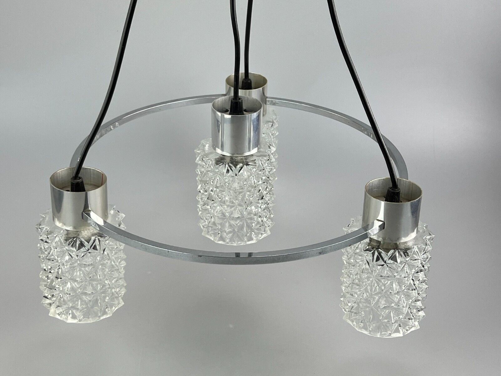60er 70er Jahre Lampe Leuchte Deckenlampe Kronleuchter Glas Chrome Space Age photo for sale