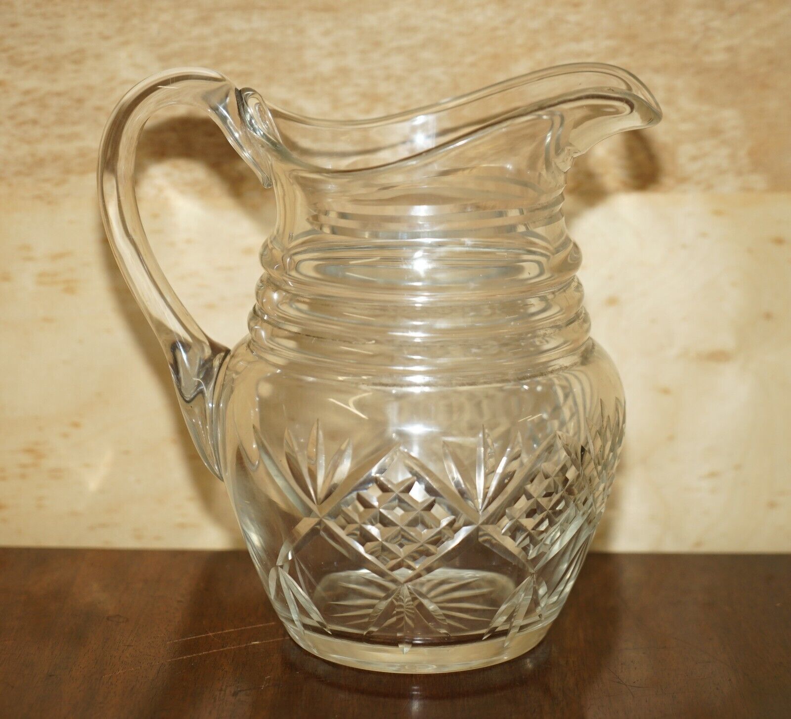 Vintage Pair Of Circa 1930's Heavy Cut Glass Jug Art Deco Jugs Cockatail Bar Etc photo for sale