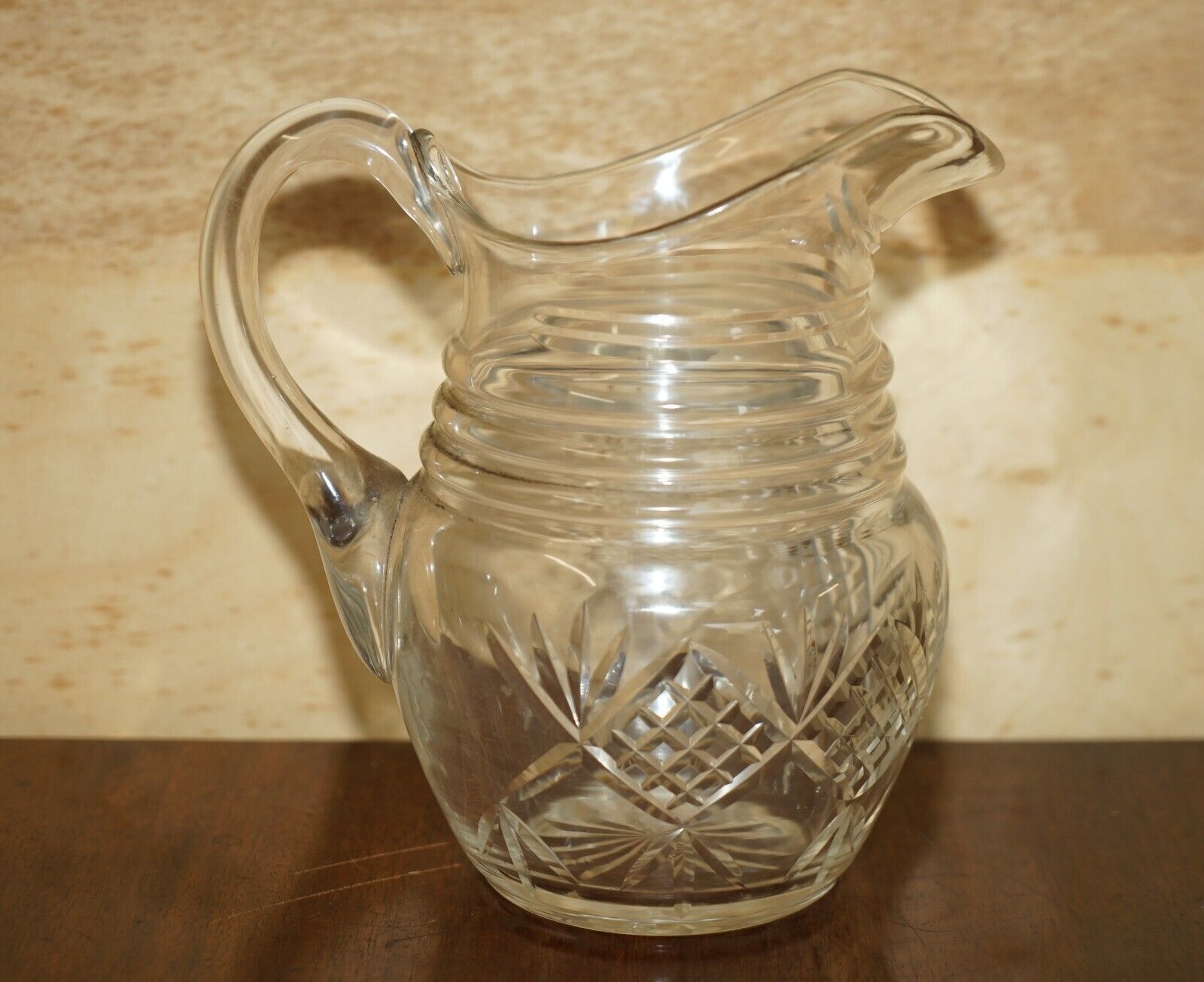 250.0 Vintage Pair Of Circa 1930's Heavy Cut Glass Jug Art Deco Jugs Cockatail Bar Etc photo
