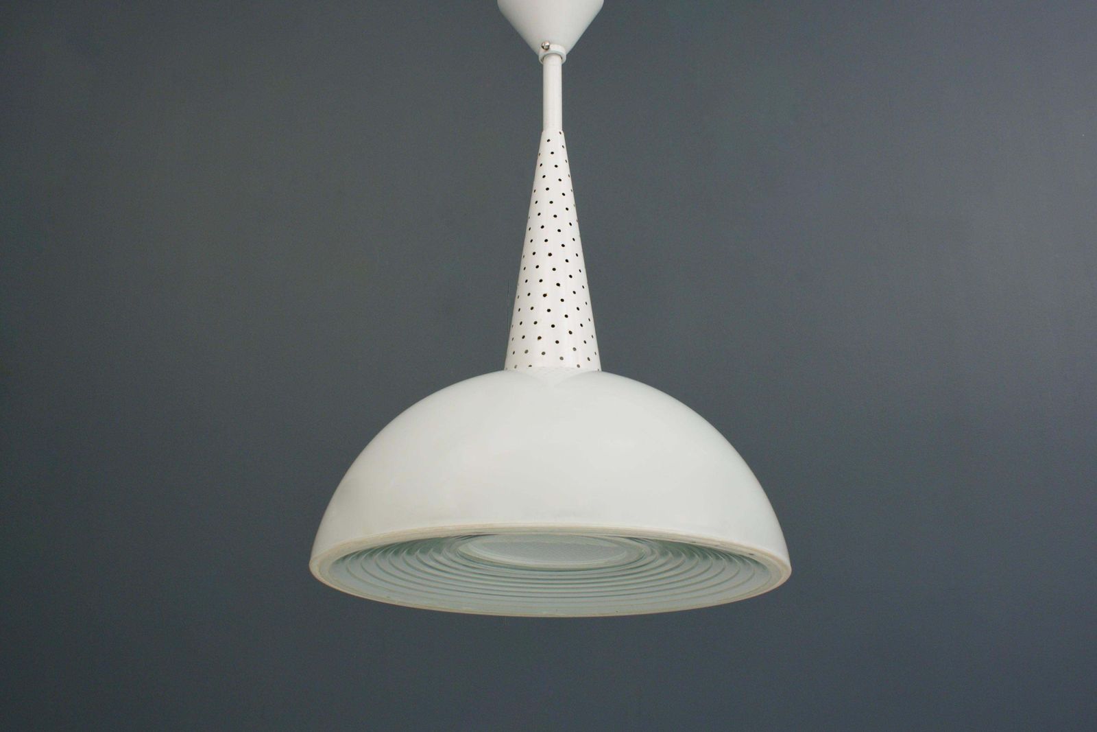 Set Of 4 Mathieu Mategot For Holophane Ceiling Lamps In Metal And Glass 1950's photo buy