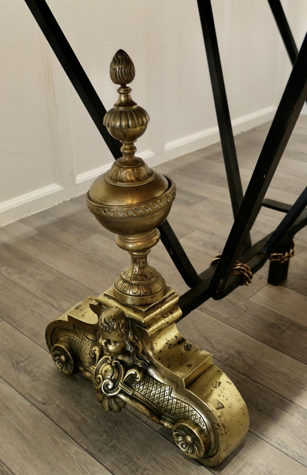 French Brass And Iron Marble Top Centre Table photo buy