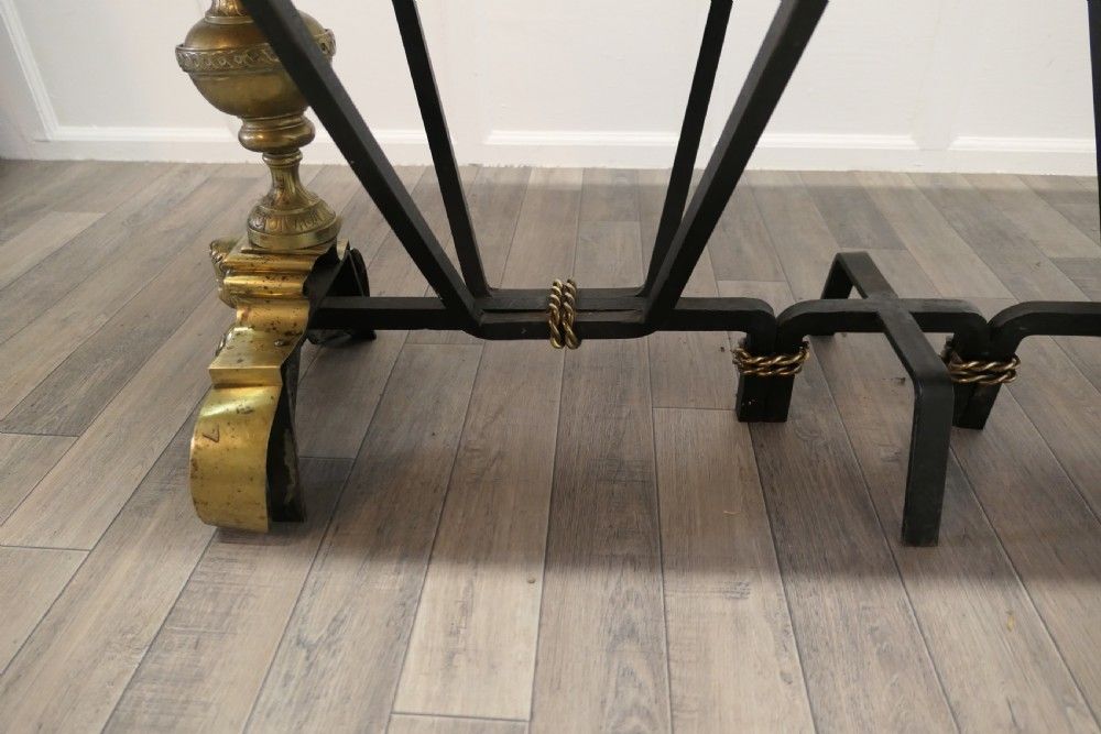 French Brass And Iron Marble Top Centre Table photo vintage