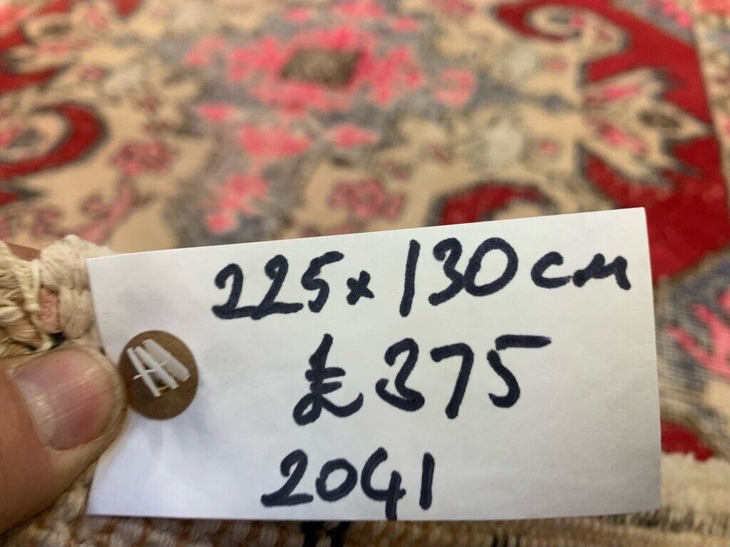 375.0 Vintage Turkish Oushak Rug 225x130 Cm Shabby Carpet Ushak Region Medium photo
