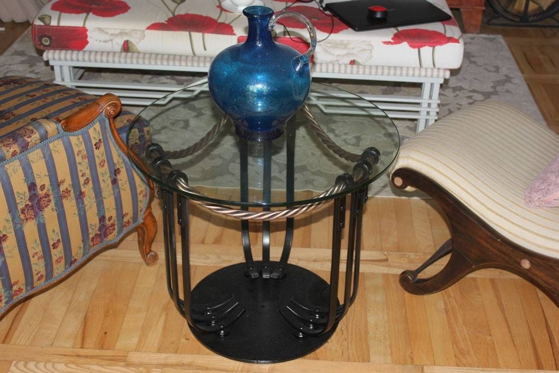 Unique Coffee Table With Iron Leg And Round Glass Top Table, Lobby Furniture, Lounge Bar Table, Pastry Shop photo for sale