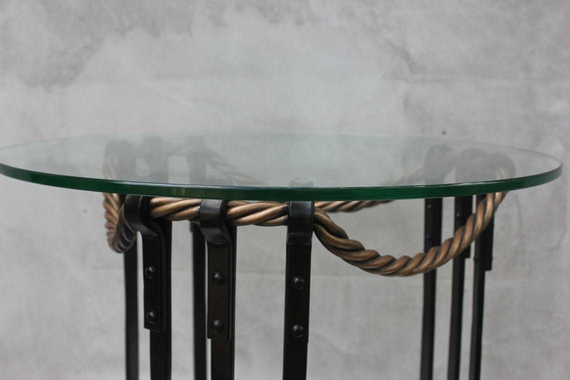 Unique Coffee Table With Iron Leg And Round Glass Top Table, Lobby Furniture, Lounge Bar Table, Pastry Shop photo vinterior