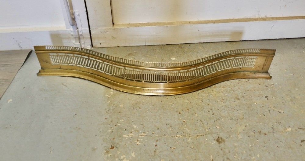 Victorian Pierced Serpentine Shaped Brass Fender photo furniture