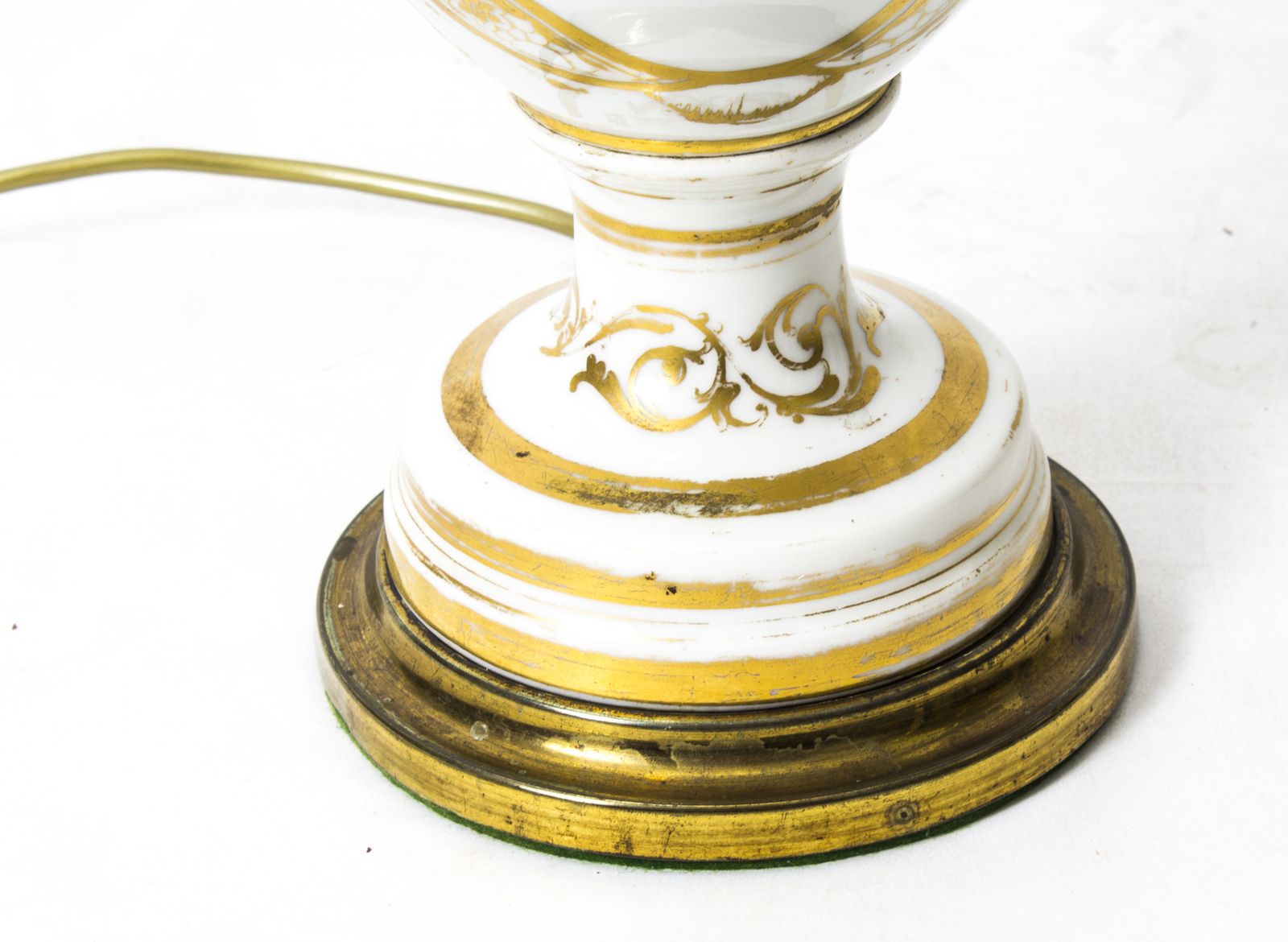Antique French Hand Painted & Gilt Porcelain Lamp C.1850 photo for sale