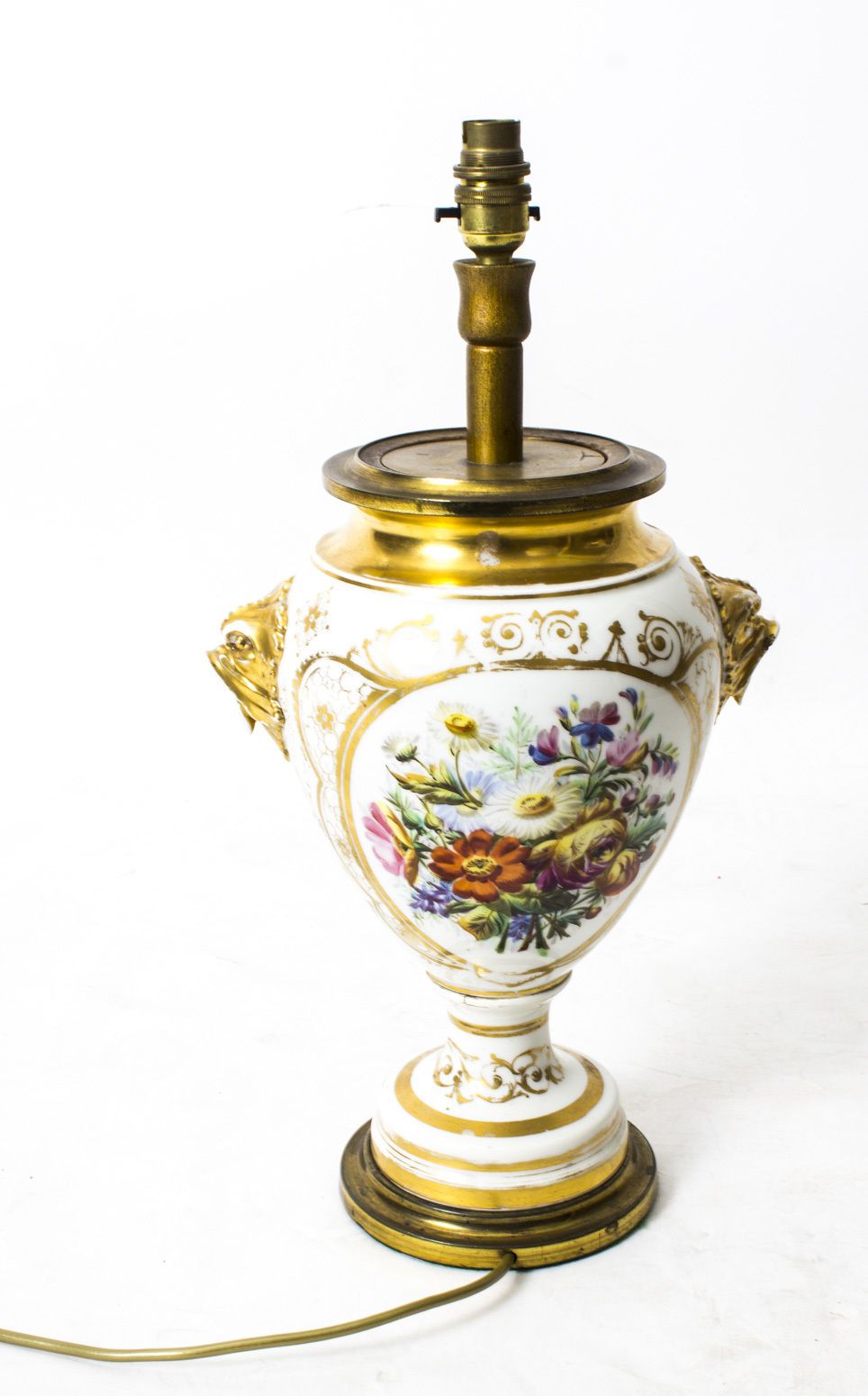 Antique French Hand Painted & Gilt Porcelain Lamp C.1850 photo buy