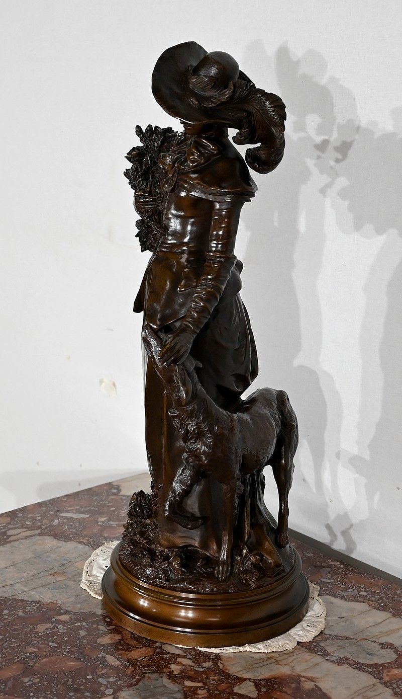 Important Bronze "The Elegant And Her Dog", By A. Gaudez, 19th Century photo for sale