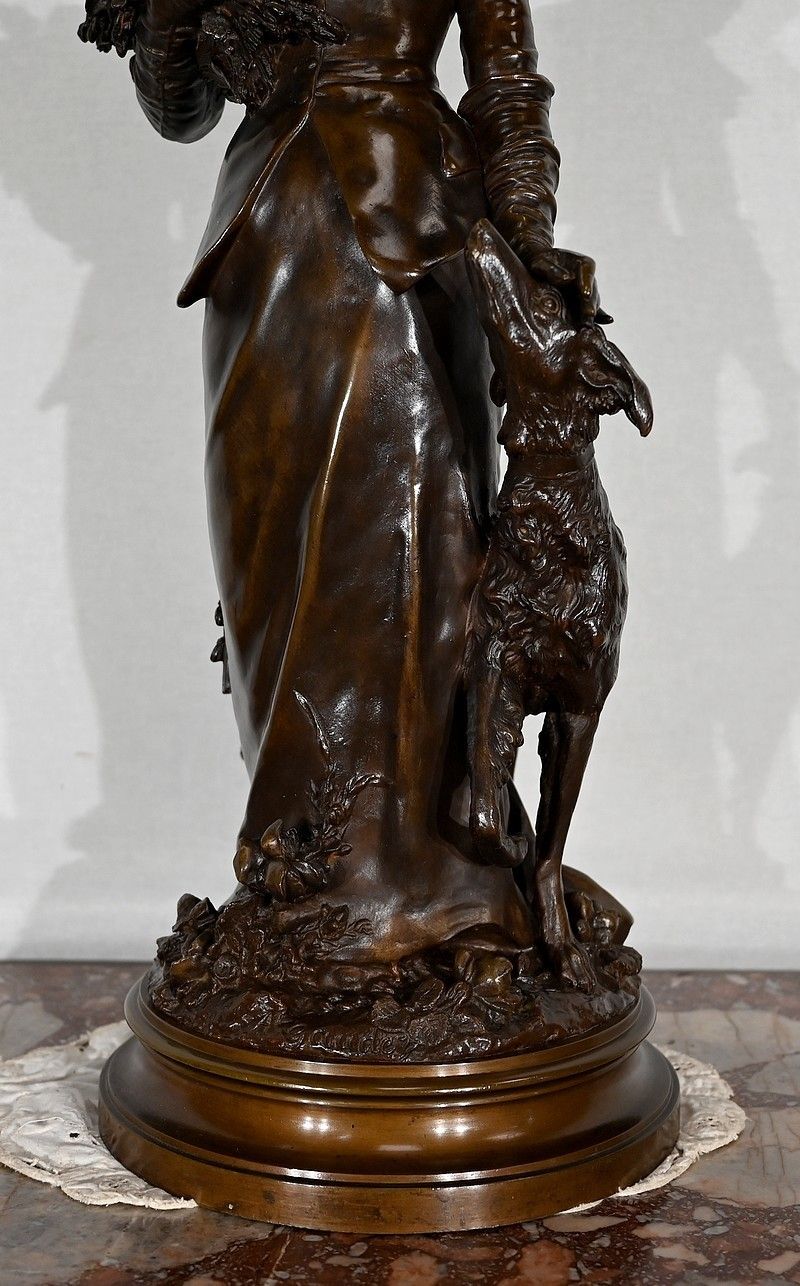 photo furniture Important Bronze "The Elegant And Her Dog", By A. Gaudez, 19th Century