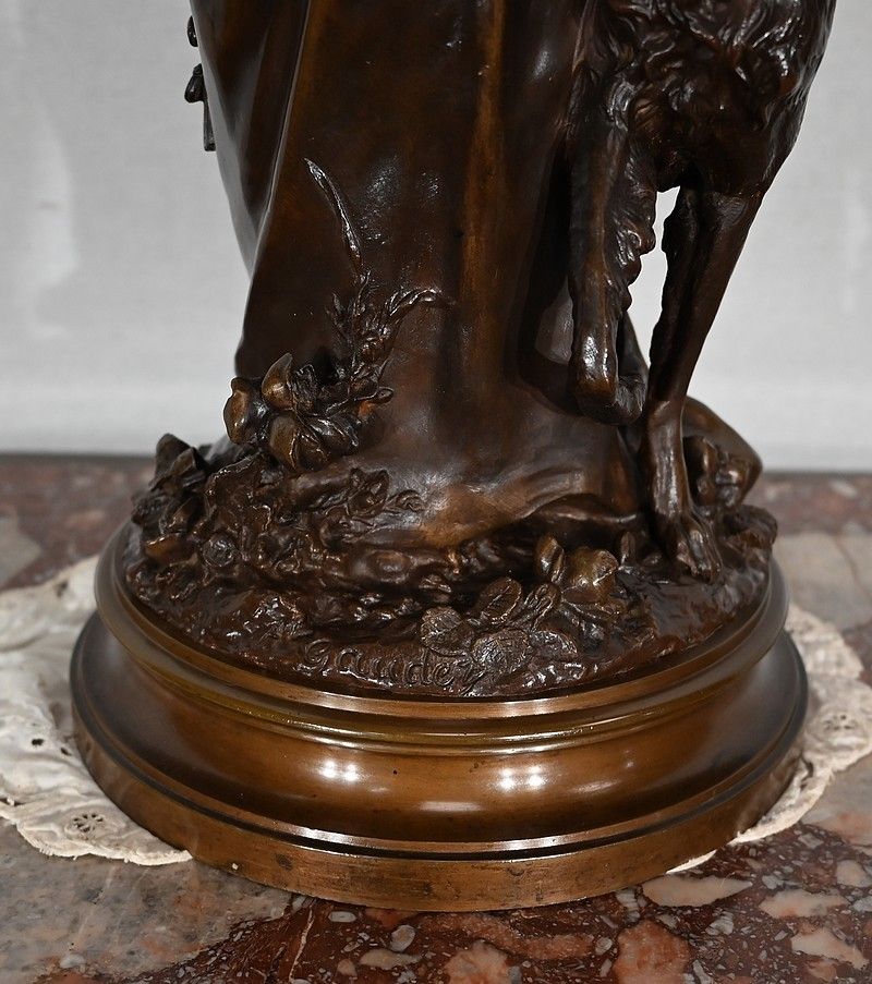 Home Decor Important Bronze "The Elegant And Her Dog", By A. Gaudez, 19th Century photo