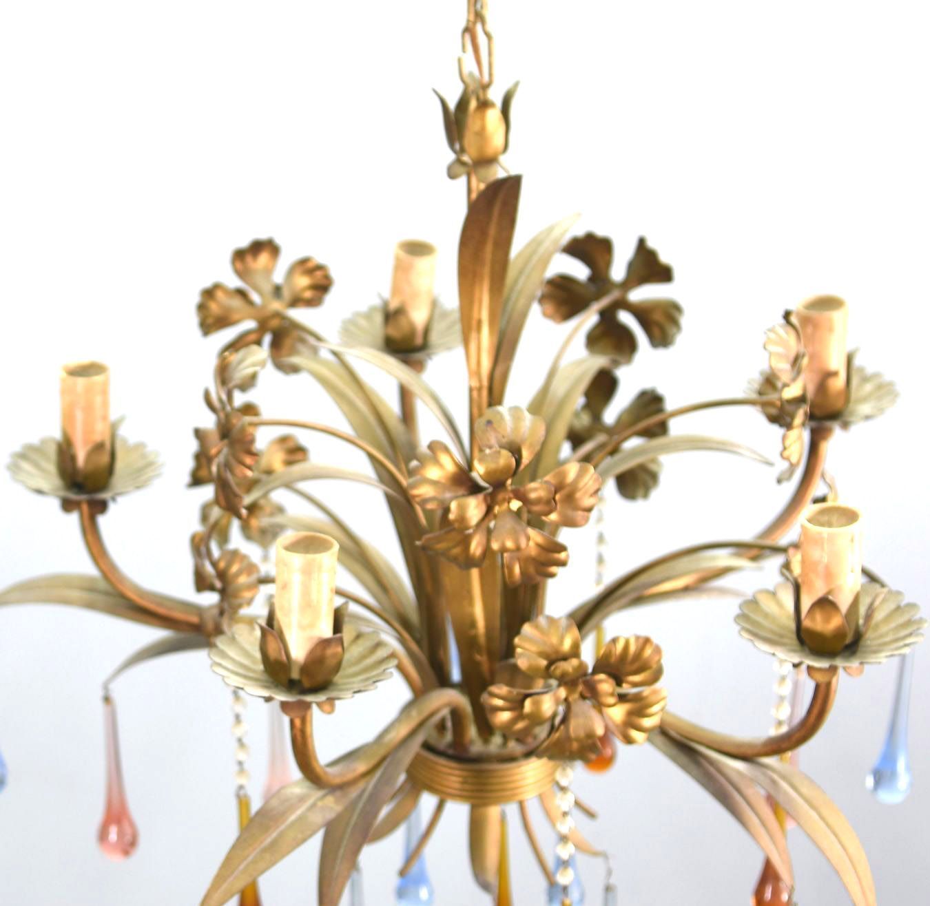 Pair Of Chandeliers With Tassels And Colored Pears photo 593.0