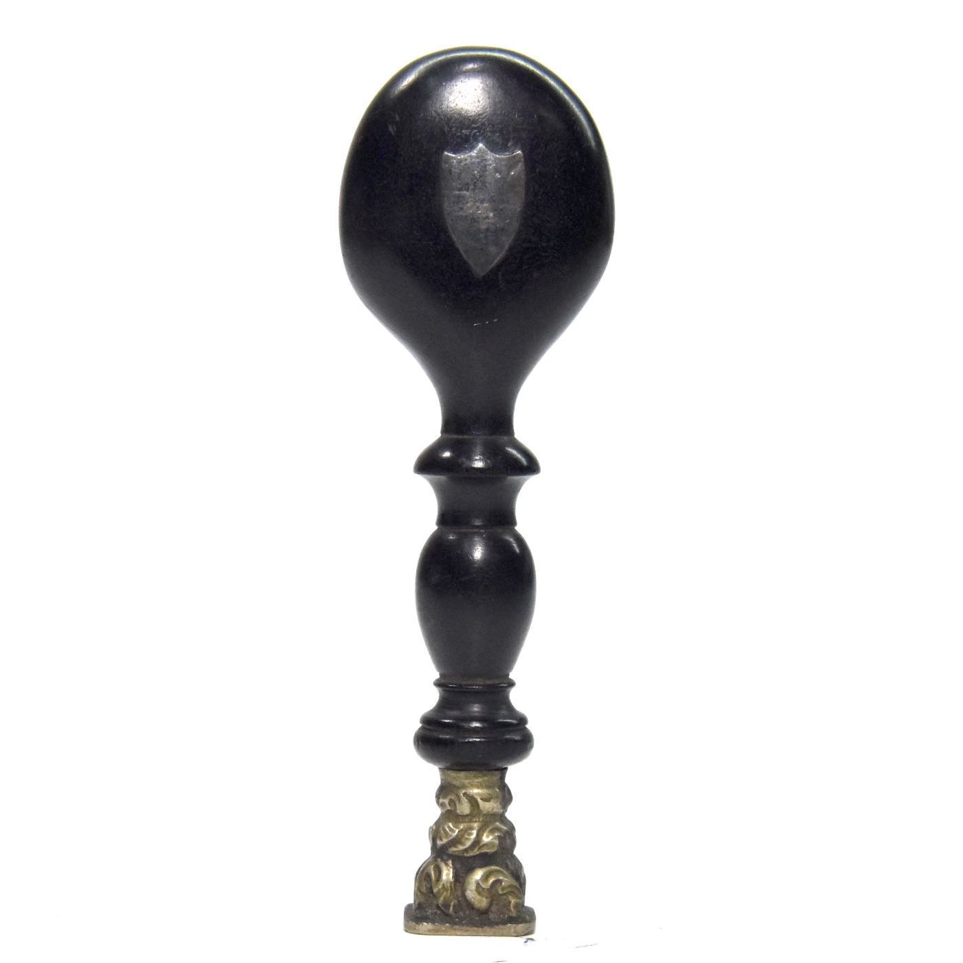 Antique Seal In Ebony And Silver Metal