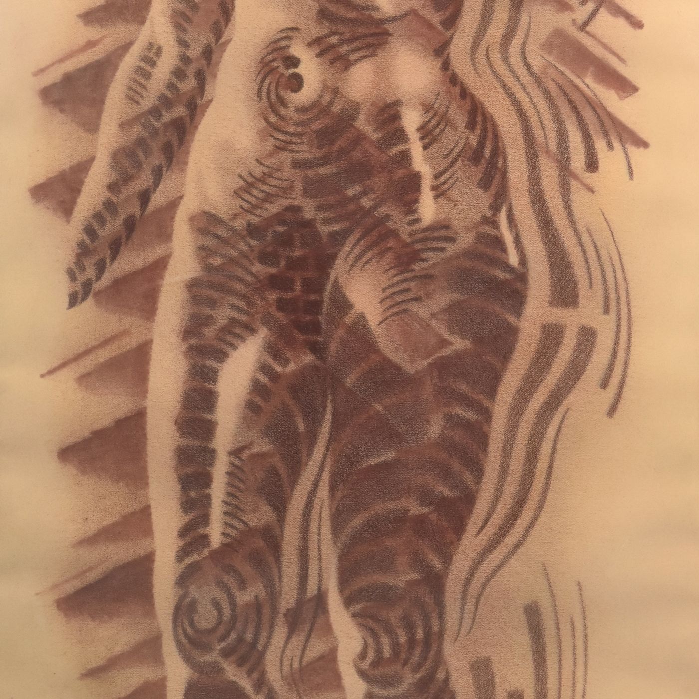 Charcoal And Sanguine Woman On Textile French School Martinez photo for sale