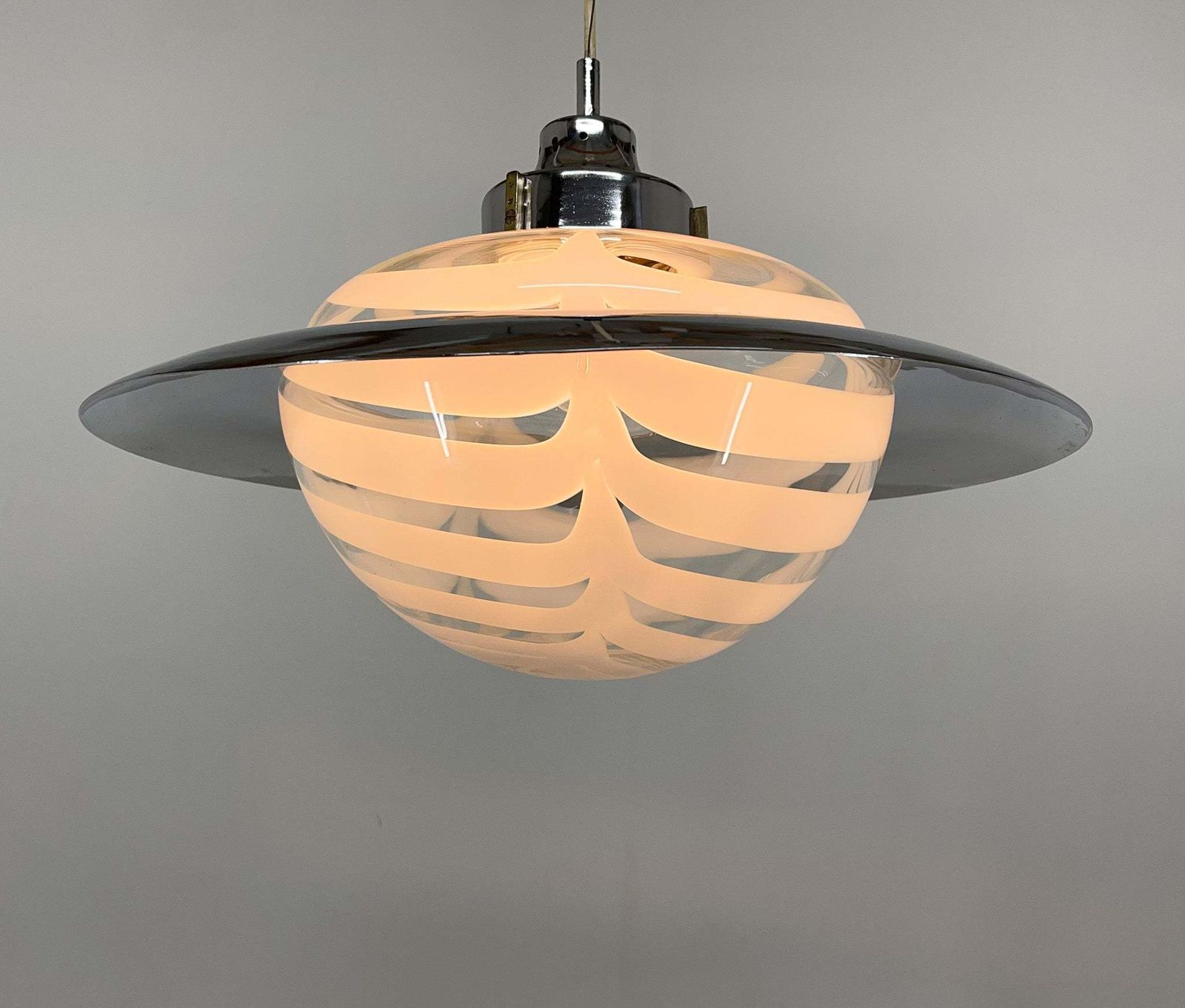 1970's Italian Murano Glass And Chrome Pendant 'Saturn' photo furniture