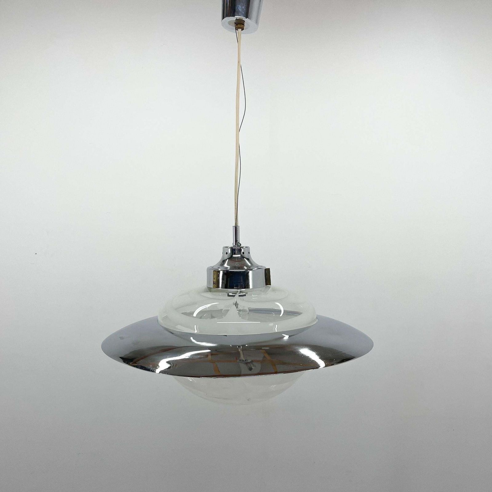1970's Italian Murano Glass And Chrome Pendant 'Saturn' photo for sale
