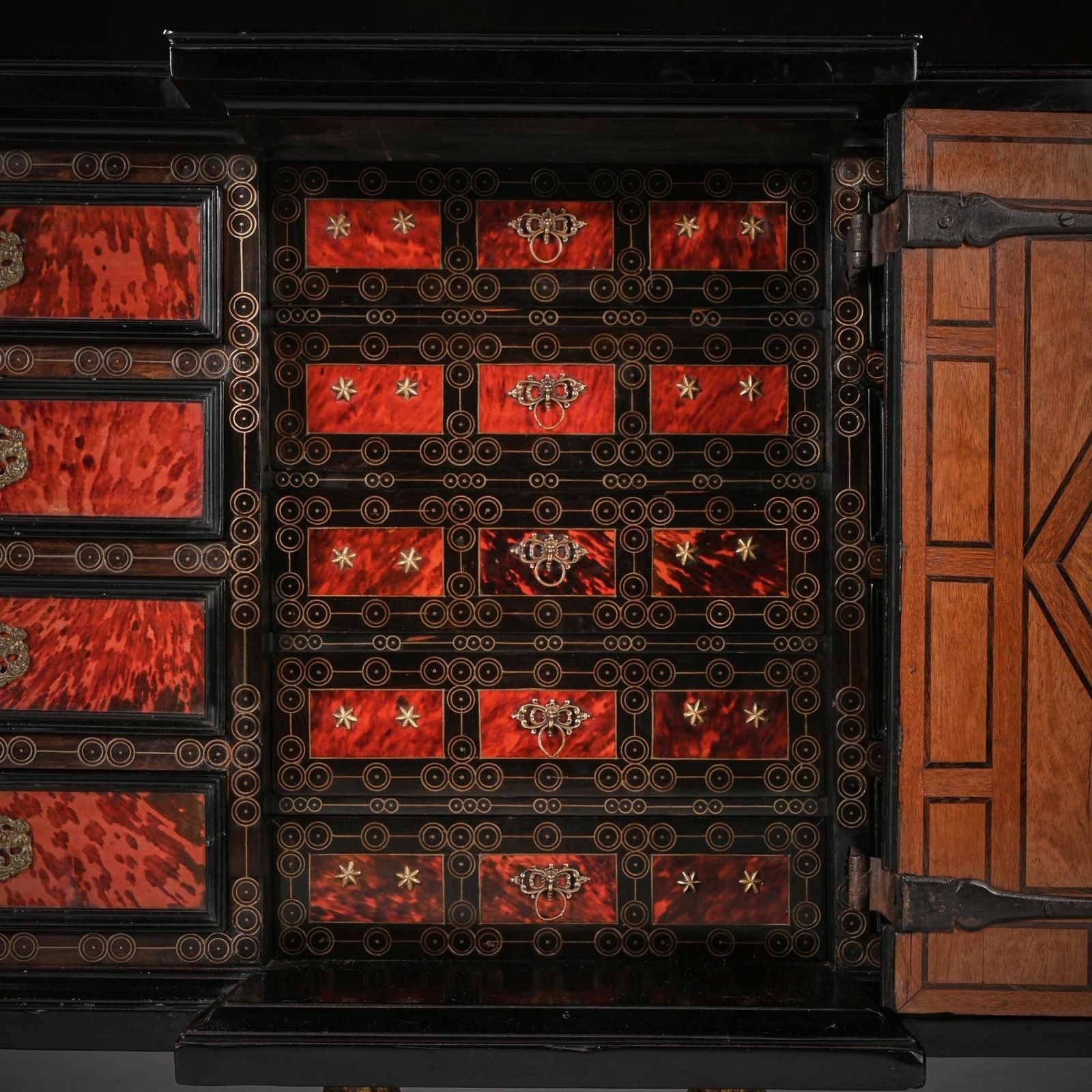 Rare Pair Of 17th Century Spanish Baroque Gilt Bronze Mounted Ebonised And Tortoiseshell Cabinets photo furniture