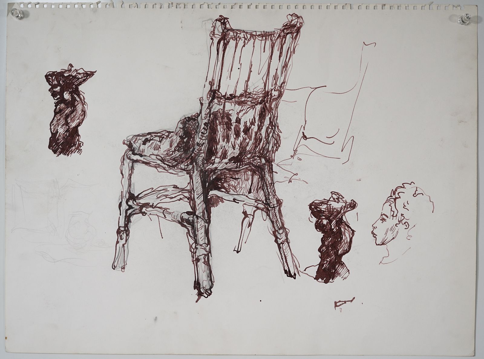 Vier Inktstudies Van Uiteenlopende Onderwerpen photo for sale