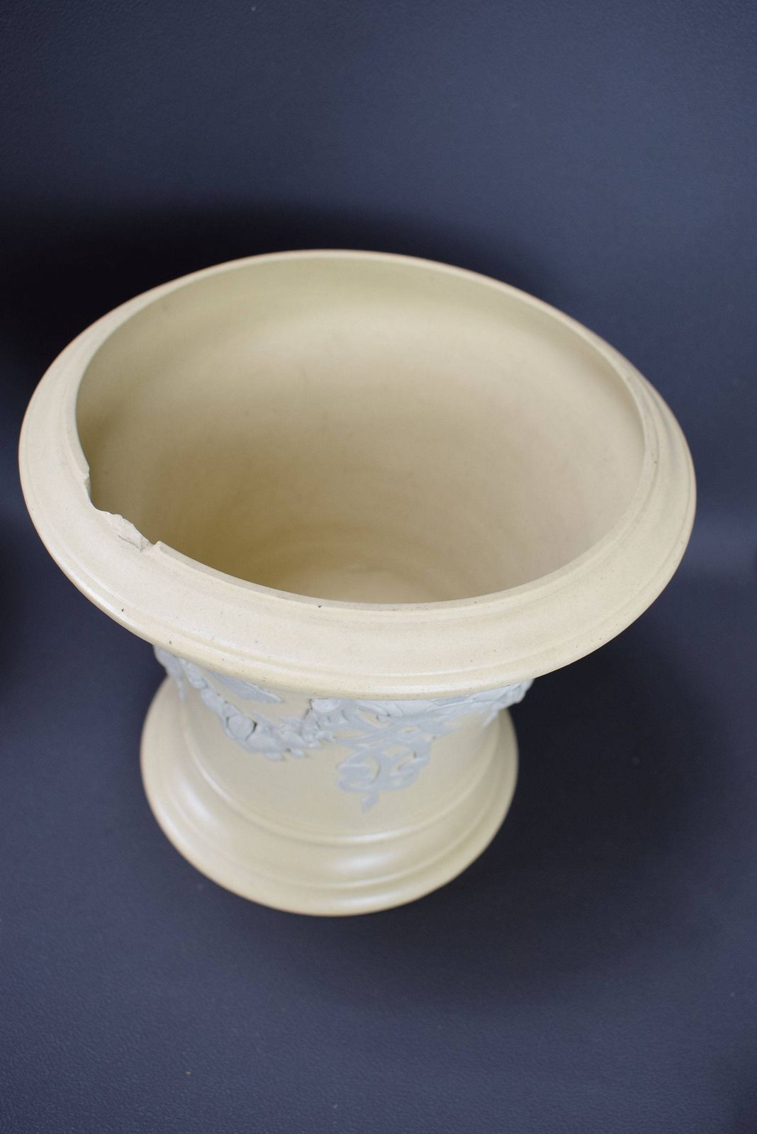 Rare Pair Of Victorian Cache Pots By Sarreguemines Ceramic Wedgwood Jasper Ware photo 449.0