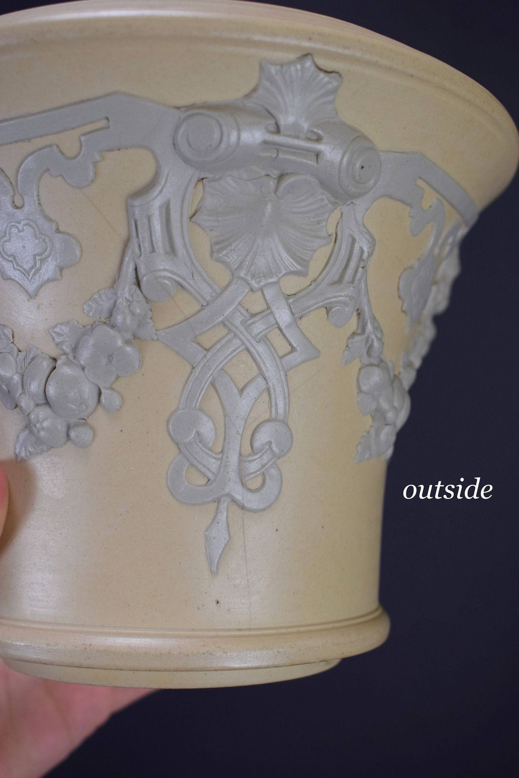 Rare Pair Of Victorian Cache Pots By Sarreguemines Ceramic Wedgwood Jasper Ware photo buy