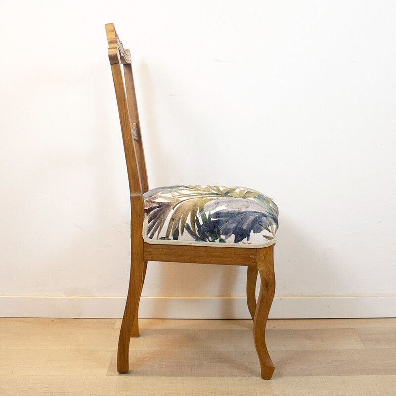 Antique Walnut And Velvet Chair, Spain photo Furniture