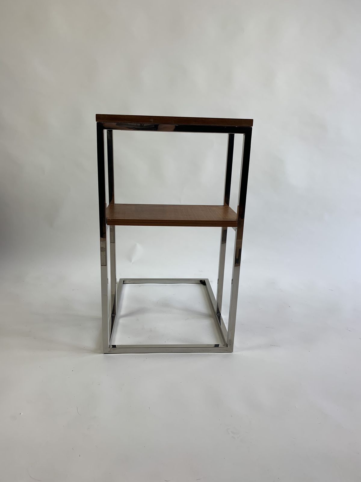 A Pair Of Mid Century Chrome And Wood Side Tables photo 320.0