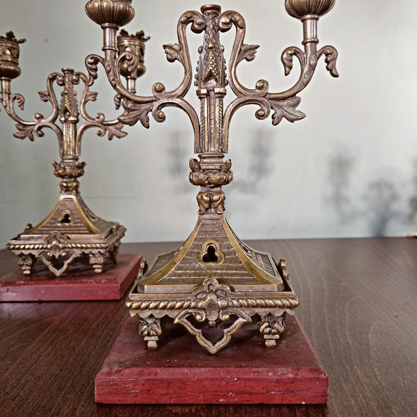 Pair Of 19th Century Candelabra On Marble photo for sale