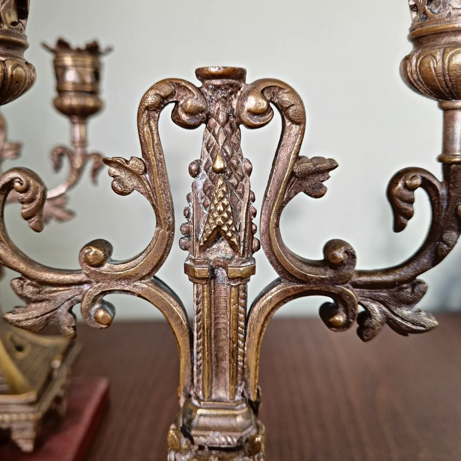 Pair Of 19th Century Candelabra On Marble photo 234.0