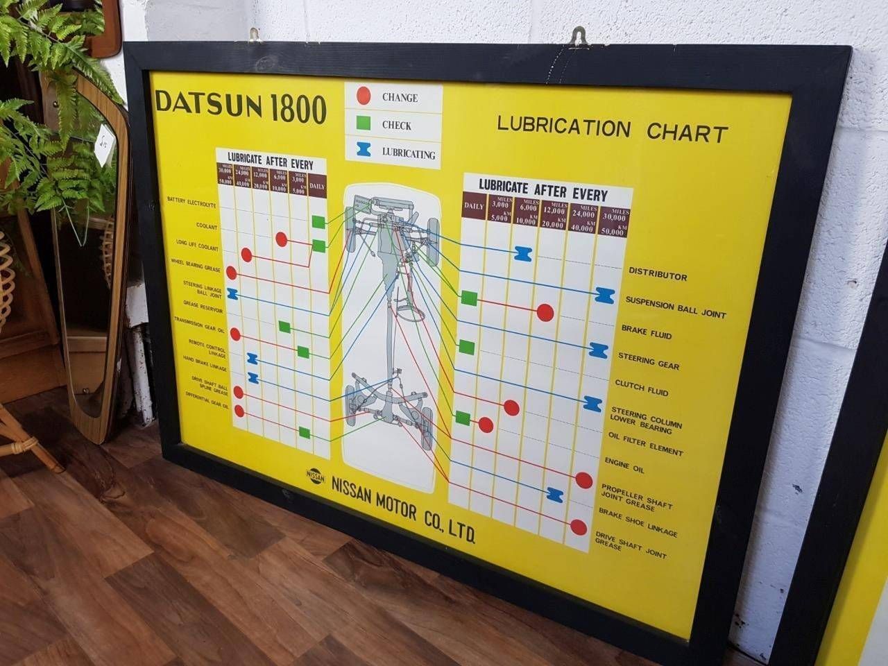 Pair X Vintage Datsun 1800 Framed Car Dealer Posters Nissan Retro Mancave Garage photo for sale